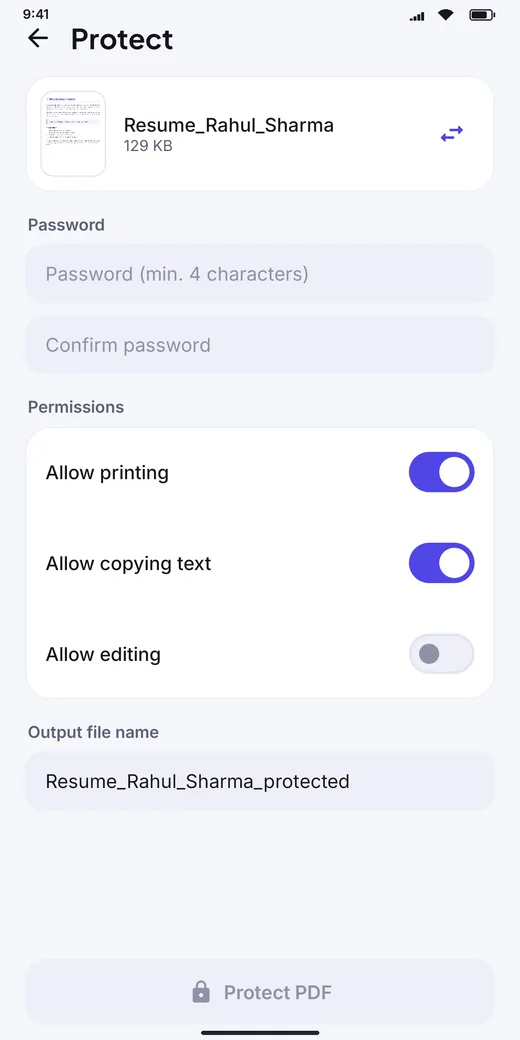 PDF Viewer protect screen